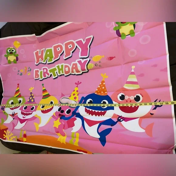 Baby shark birthday backdrop - Picture 4 of 5